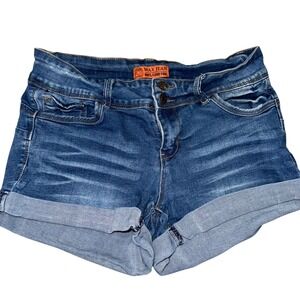 Wax Jean‎ Denim Shorts Cuffed Hem Low Rise Blue Wash Womens Medium